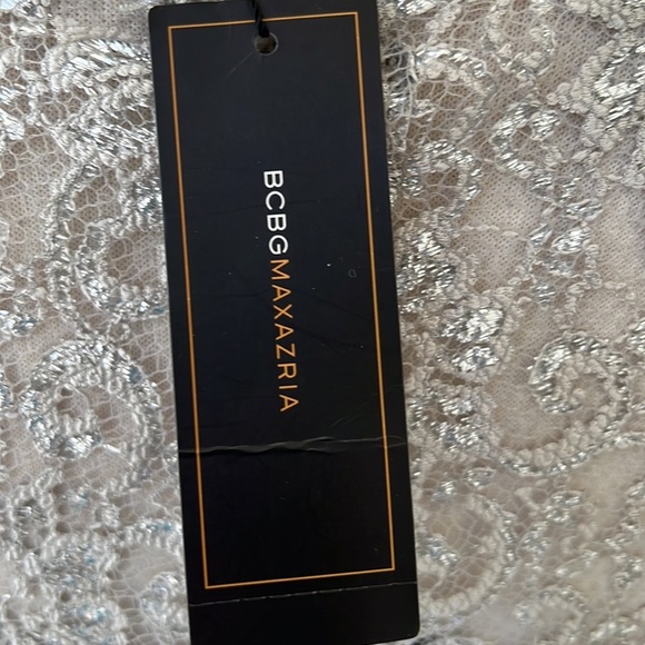 New! BCBGMaxazaria SZ 2, grey silver metallic over slip Lynette dress. - Picture 9 of 14